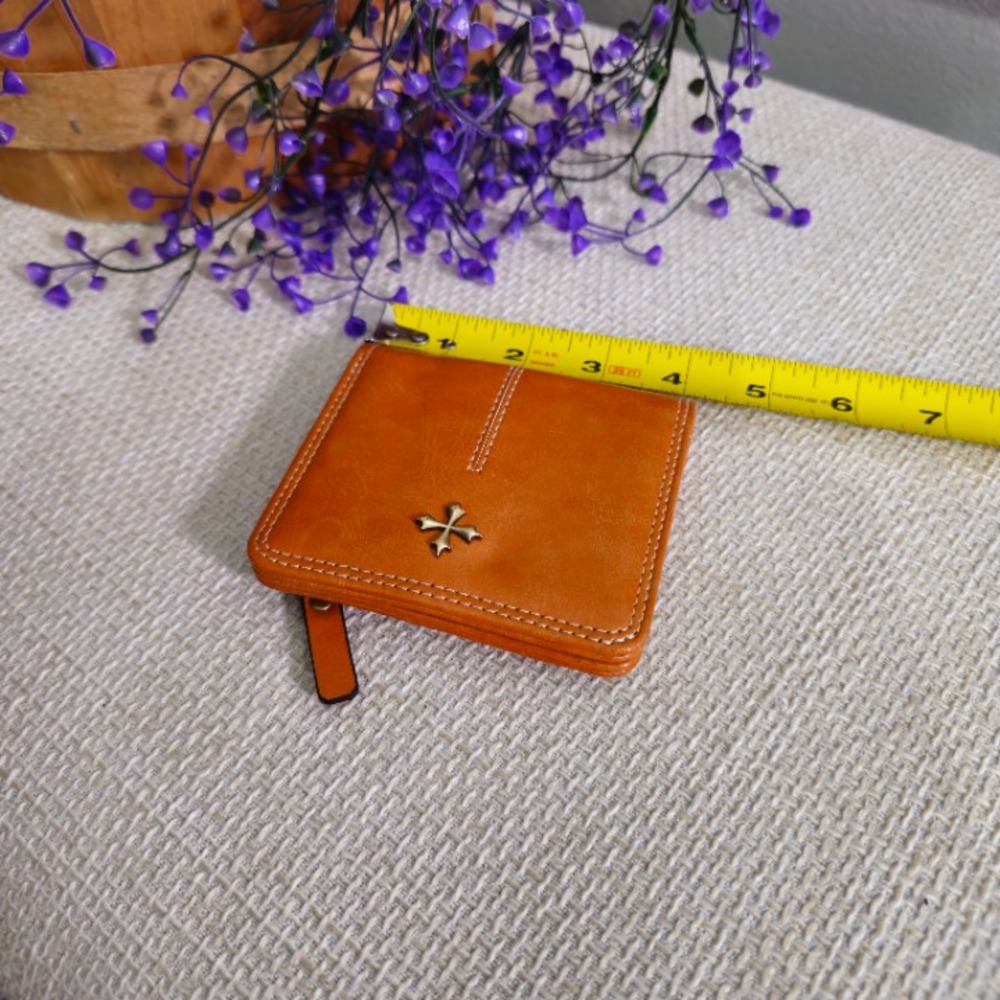 Gothic Cross Stud Bifold Snap Wallet | Rust Orange | 4x4in - Picture 6 of 8